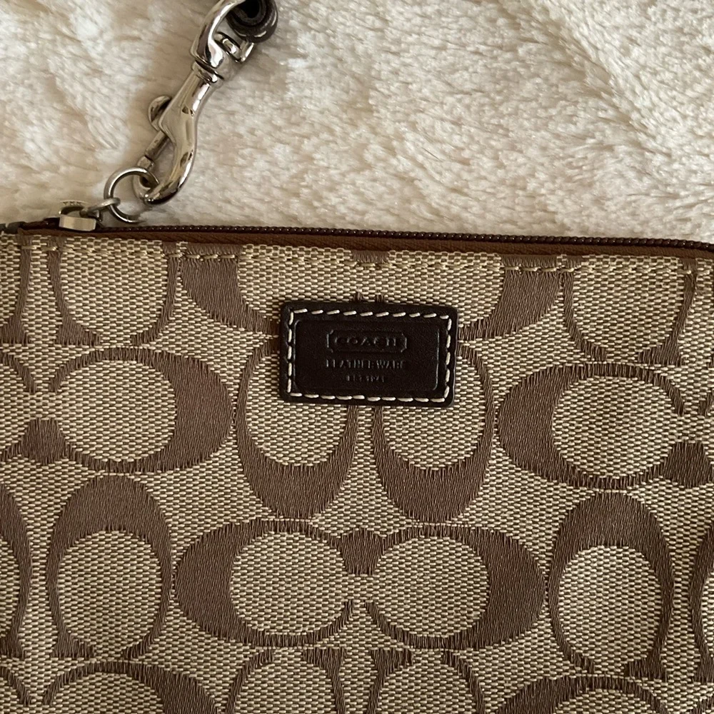 Coach Signature C Jacquard Wristlet with Leather Strap - Picture 4 of 5